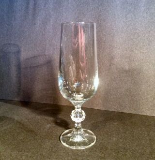 6 Champagne Flutes Made By Bohemian Crystal Co.  Faceted Ball Stem