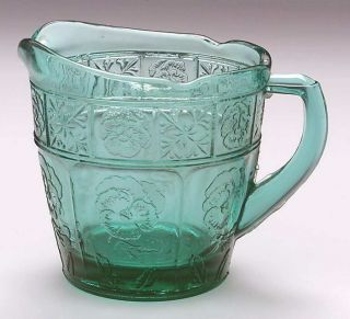 Jeannette Glass Doric And Pansy Teal Green Child 