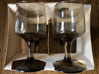 Vintage Libbey Tawney Accent Mid Century MadMen Wine Stem Glasses Old Stock 2