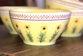 Set of 4 Pfaltzgraff Pistoulet Deep Cereal Soup Bowls - Red Band - Sunflowers 2