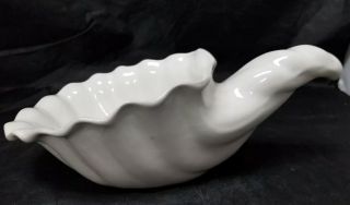 Vintage Frankoma Horn Of Plenty,  Cornucopia 222 White,  12 " ×5 " Oklahoma Pottery