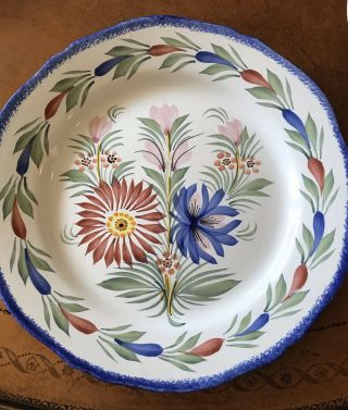 Henriot Quimper 1 Plate Wall Xl Dinner Charger 11 " Floral Variety H Paint France