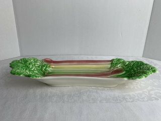 Royal Winton Grimwades Rhubarb Dish Serving Snack Green Pink Porcelain 14”