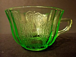 Vtg Federal Green Depression Glass Cup Sylvan Parrot Pattern Htf 1931 - 32