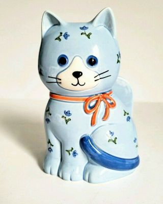 Vintage Otagiri Blue Cat Napkin/letter Holder Japan Ceramic