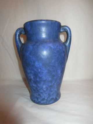 Antique Art Pottery Vase Blue Mottled - Early 1900s