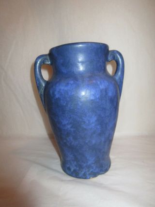 Antique Art Pottery Vase Blue Mottled - Early 1900s 3