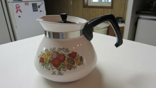 Vintage Corning Spice Of Life Pattern 6 Cup Tea Kettle W/ Lid,  Model P - 104 - 8