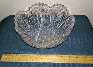 Antique American Brilliant Cut Glass Bowl 8 " Diameter 100 Years,