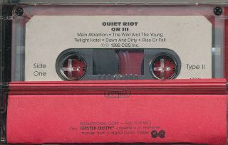 Quiet Riot III RARE promo advance cassette ' 86 2