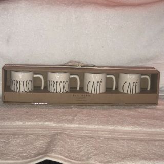 Rae Dunn Espresso Cups Mini Small Mugs Set Of 4 - 2 Espresso 2 Cafe