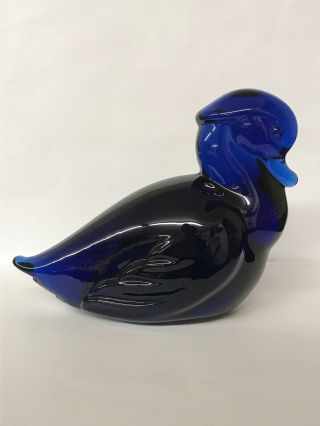 Heisey By Imperial Glass Animal Ultra Blue Cobalt Sitting Floating Wood Duck