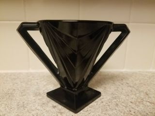 One (1) Vintage Indiana Glass Tiara Art Deco Black Tumbler Pyramid Design