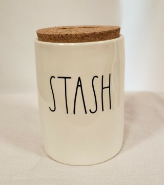 Rae Dunn Stash Bank/container Ceramic W/cork Lid 2019