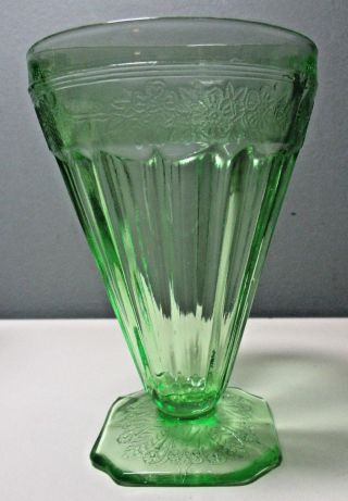 Jeannette Glass Co.  Depression Glass Adam Green 7 Oz.  Footed Tumbler 4 1/2 "
