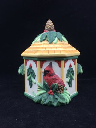 Lenox Winter Greetings Catherine Mcclung Sugar Bowl & Lid Everyday Cardinal