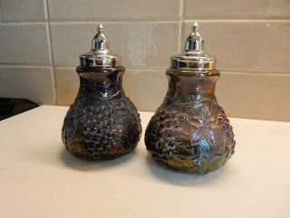 Vintage Imperial Grapes Carnival Glass Salt & Pepper Shakers