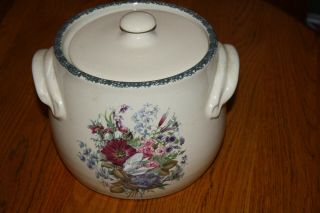 Home And Garden Party Floral Stoneware Cookie Jar/ Bean Pot 2000