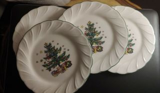 Nikko Happy Holidays Salad Plates Set Of 4 Christmas Tree Made In Japan 7 3/4 "