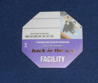 Paul Mccartney Back In The Us Facility Otto Backstage Pass