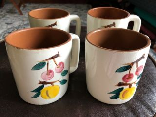 (4) Stangl Pottery Mugs 3 5/8” Fruit Pattern