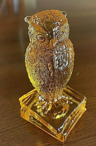 Owl Figurine Persimmon Color Degenhart Glass