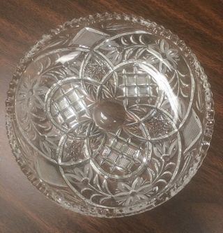 Vintage Clear Cut Glass Saw Tooth Edge Candy Dish Star & Flower Pattern 3083