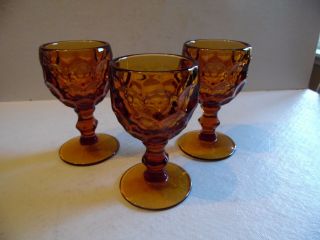 3 Vintage Wine Glasses In Provincial Amber By Imperial Glass