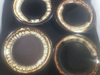 Set Of 4.  Bread Plates Pfaltzgraff Gourmet Brown Drip Vintage Dishes 7”