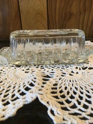 Vintage Anchor Hocking Star Of David Clear Glass Butter Dish With Lid