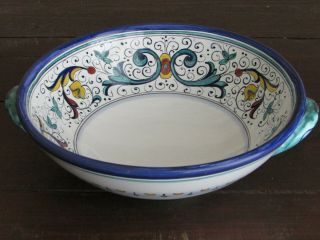 Vintage Fima Deruta Italy - Italian Art Pottery Bowl W/ Handles