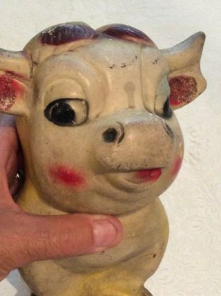 Vintage Carnival Chalkware Bull 8.  5 " Tall