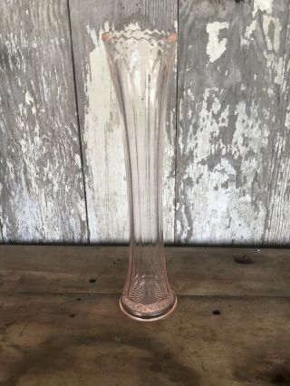 Vintage Pink Depression Glass Bud Vase W/scalloped Edge - 10 1/2 Tall