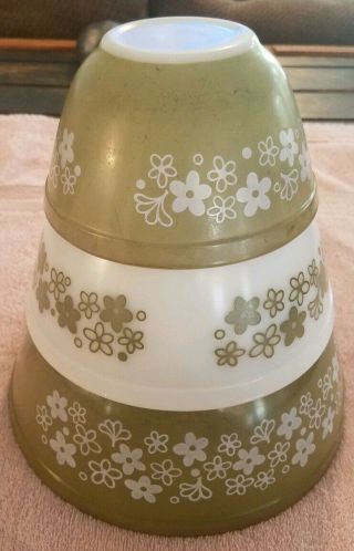 Pyrex Mixing Bowl Set Of 3 Spring Blossom Green Crazy Daisy Nesting Bowls