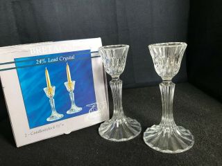 Cristal Darques Candlestick Candle Holder Bretagne Pattern 24 Lead Crystal B16