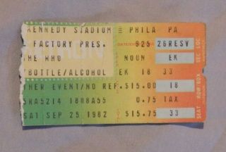 The Who Concert Ticket Stub Jfk Stadium 1982
