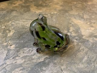 Langham Glass Frog Paperweight With Label