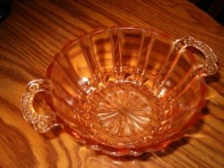 Old Cafe Depression Glass Candy Dish 2 Handle Pink