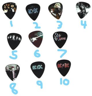 Ac/dc Graphic Guitar Pick Your Choice Of Many Buy 3,  Get 3rd