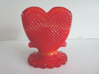 Degenhart Art Glass Beaded Heart Sweetheart Toothpick Holder Blood Mary Red