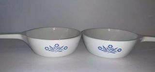 (2) Vintage Blue Cornflower Corning Ware 1 Pint Dishes With Handle