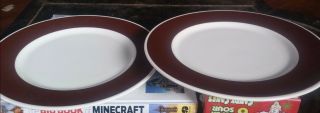 Syracuse China Brown Band 10 - 3/4 " Plate/s Wide Rim Off - White Center & Edge