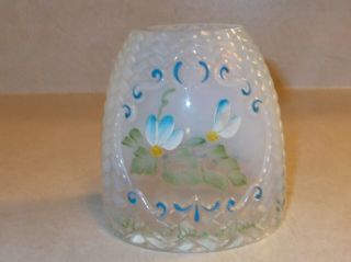Fenton Basketweave Opalescent Hand - Painted Fairy Lamp Glass Globe / Shade