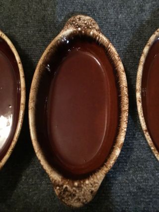 Set of 4 Vintage Hull Oven - proof Brown Drip Oval Baking / Serving Dishes 3