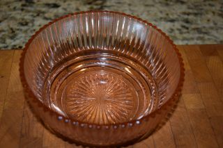 Vintage Pink Depression Glass 6” Bowl Ribbed Sides Starburst Center Evc