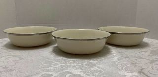 3 Lenox Solitaire 6 " Cereal Bowls All - Purpose Platinum Trim Rounded Bottom