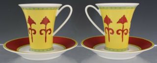 Pair Vintage Rosenthal Studio Line Bokhara Porcelain Espresso Cup & Saucer Set 6