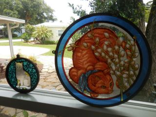 2 Vintage Stained Glass Sun Catchers 1978 Glassmasters