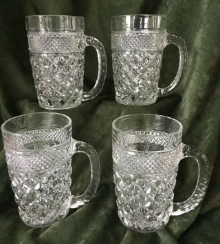 Set Of 4 Wexford Anchor Hocking Vintage 12 Oz.  Beer Mugs Or Steins 5 1/4” Tall