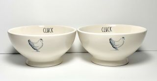 Rae Dunn ‘cluck’ Farm Line Chicken Set Of 2 Ceramic Cereal Bowls By Magenta.
